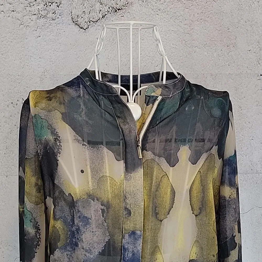 Mossimo sheer blouse watercolor print Women's Size XS